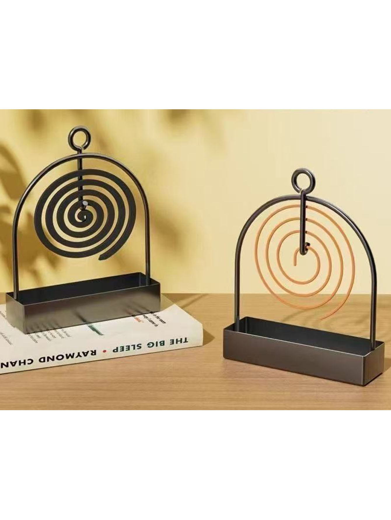 Tulsi Holy Basil - Metal Mosquito Coil & Sandalwood Holder,