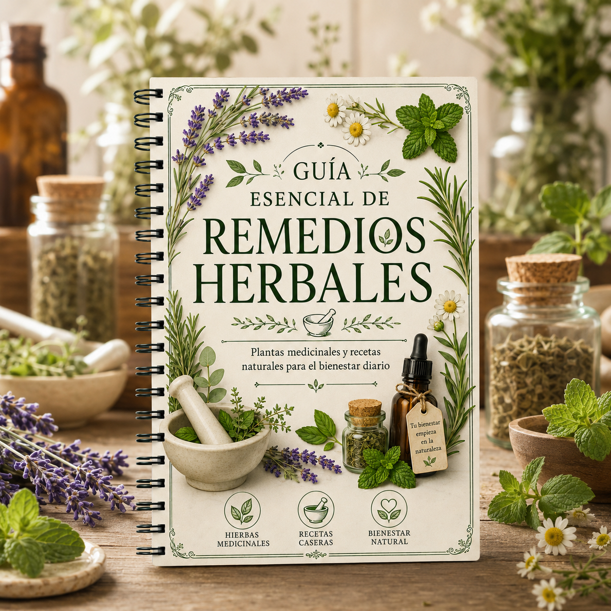 Herbal Wellness Guide - Spanish Herbal Remedies Guide A5 Spiral
