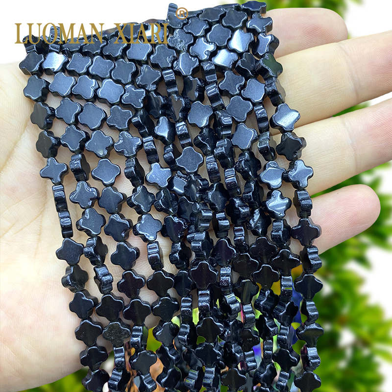 Red Clover Flower - 7-8MM Clover Shape Black Agates Natural