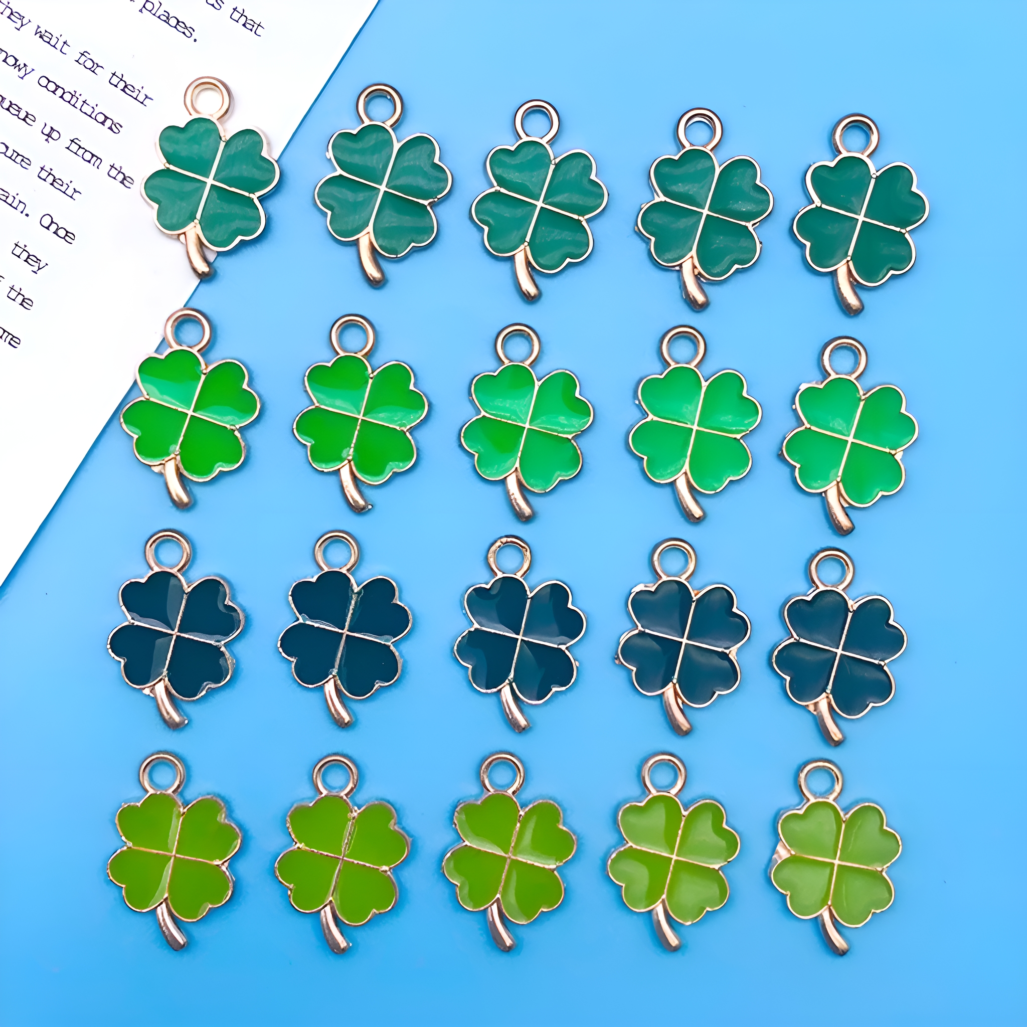 Red Clover Flower - Randomly Mix 20pcs/Set Drip Oil Green