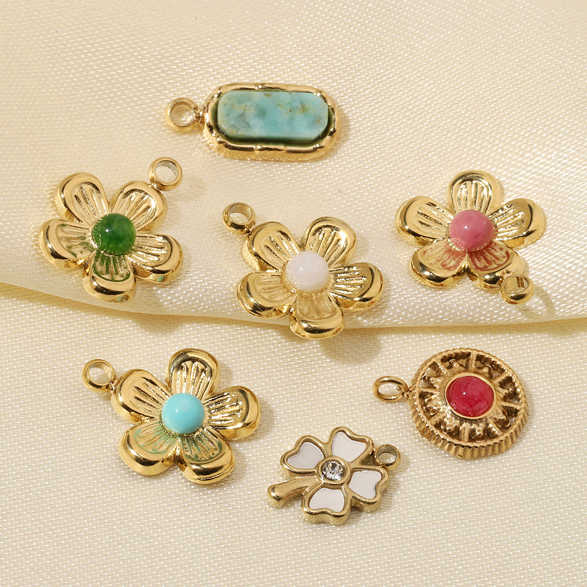 3pcs/Lot French Retro 14k Gold - Red Clover Flower บทวิจารณ์และราคา