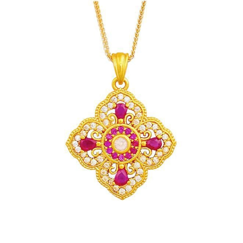 Vintage Luxury Hollow 4 Leaves - Red Clover Flower บทวิจารณ์และราคา