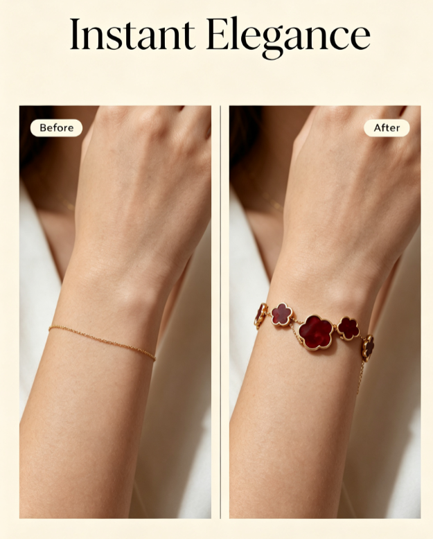 Gold Plated Red Four Leaf Clov - Red Clover Flower บทวิจารณ์และราคา