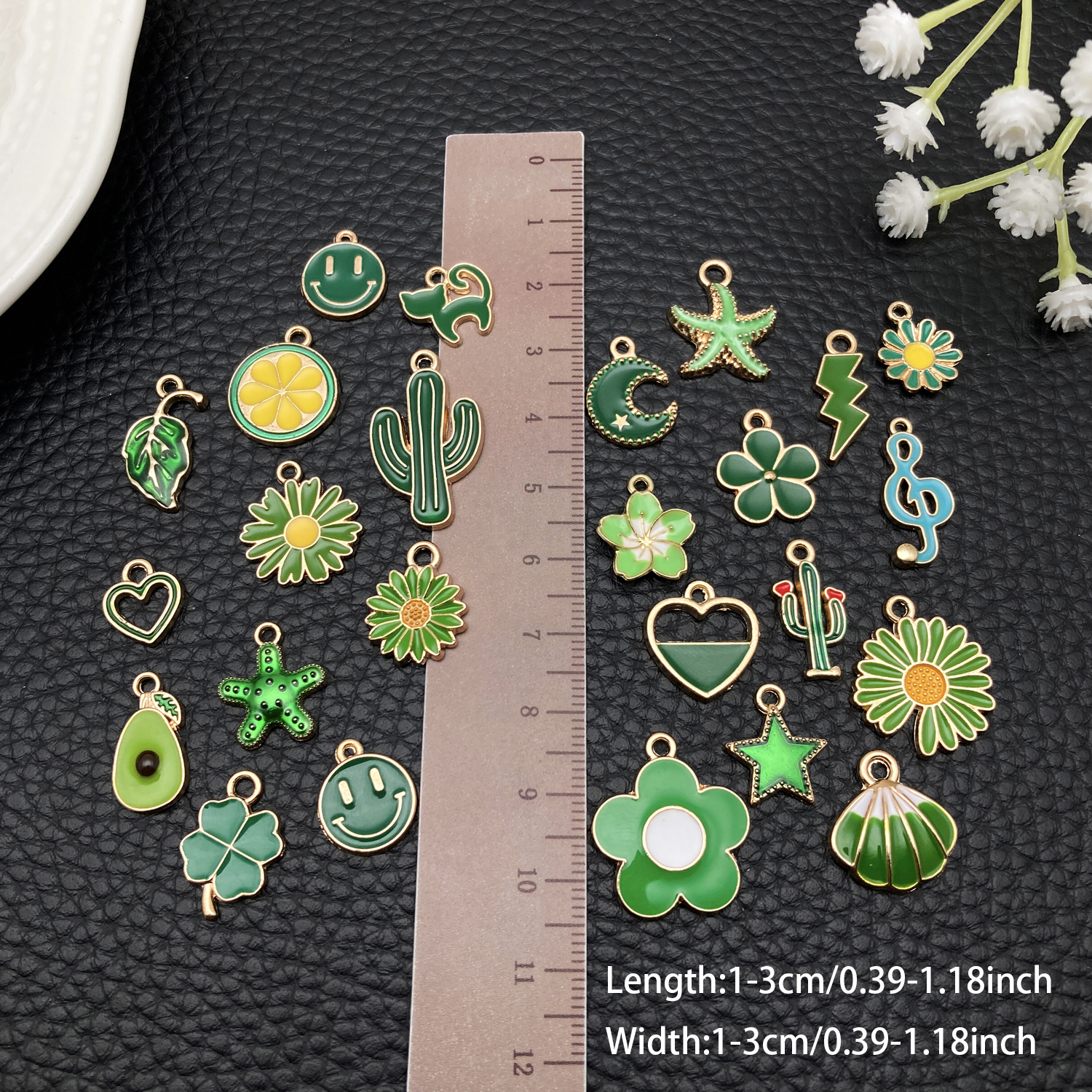 20/50/100pcs Forest Green Enam - Red Clover Flower บทวิจารณ์และราคา