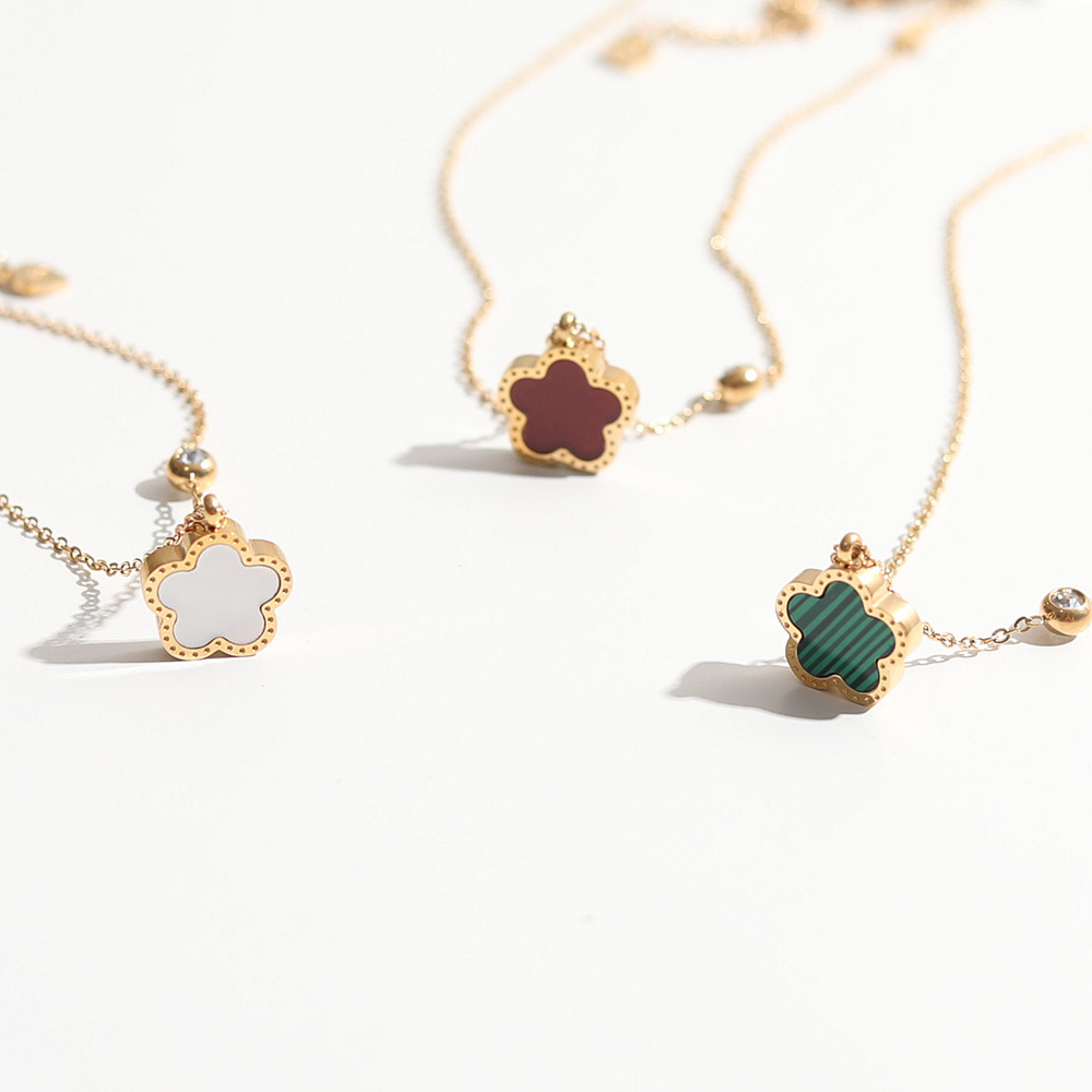 Stainless Steel 18K Gold Plate - Red Clover Flower บทวิจารณ์และราคา