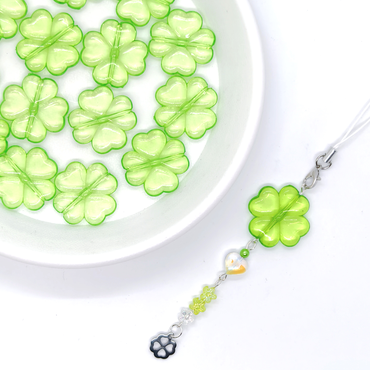 10pcs Lucky green transparent  - Red Clover Flower บทวิจารณ์และราคา