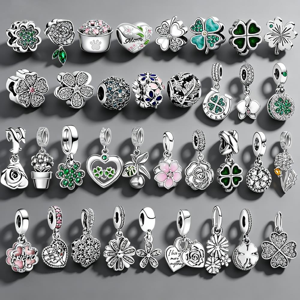 NEW 925 Silver Four Leaf Clove - Red Clover Flower บทวิจารณ์และราคา