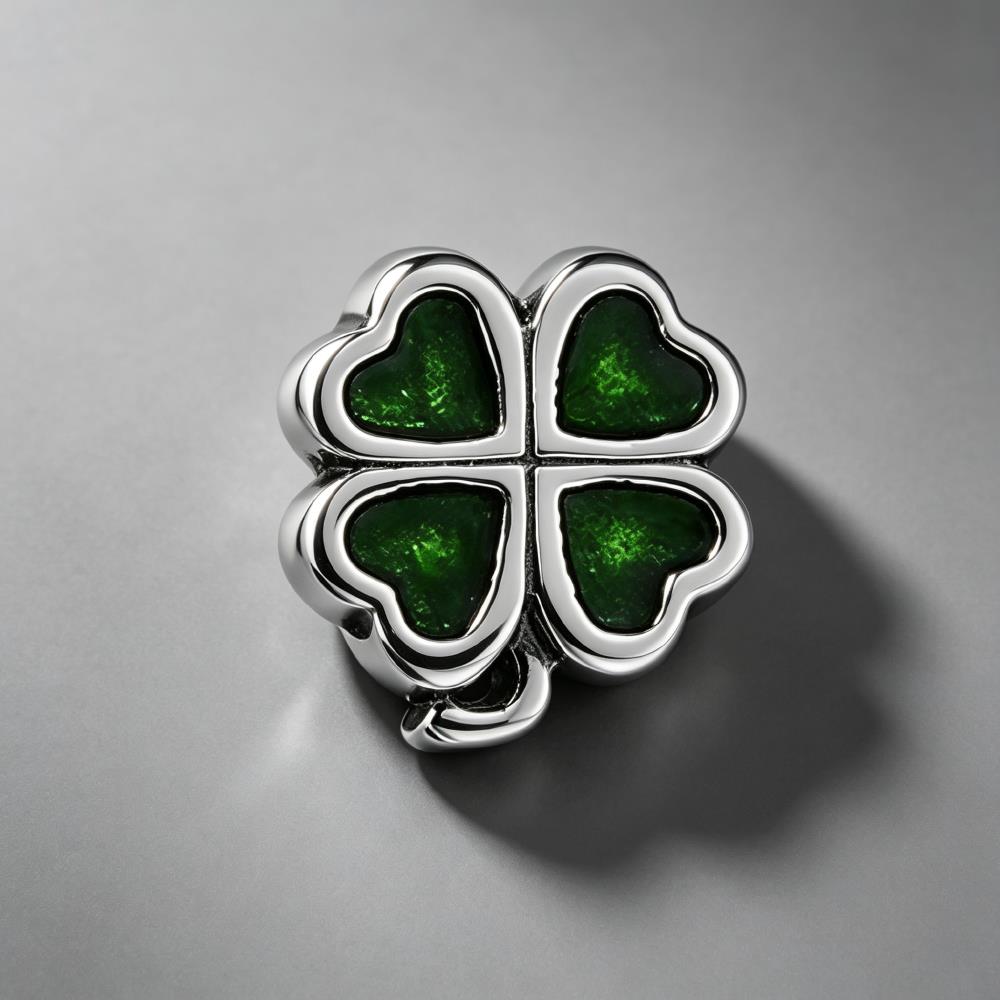NEW 925 Silver Four Leaf Clove - Red Clover Flower บทวิจารณ์และราคา