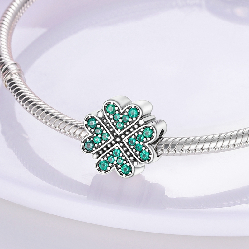 925 Sterling Silver Green Char - Red Clover Flower บทวิจารณ์และราคา