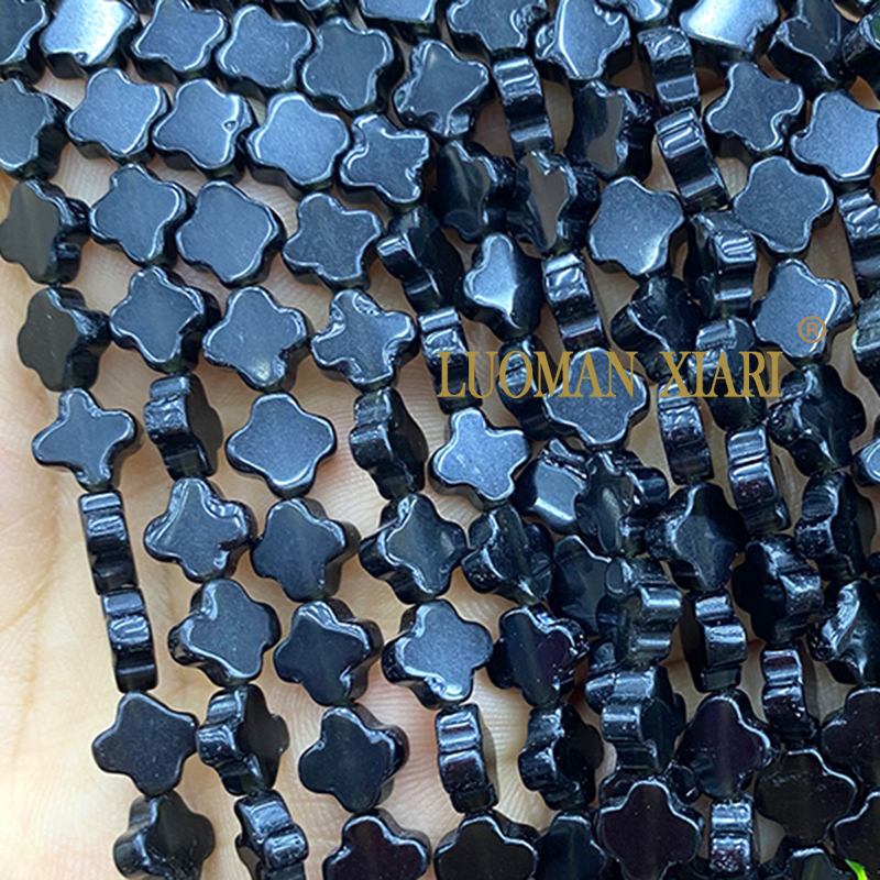 7-8MM Clover Shape Black Agate - Red Clover Flower บทวิจารณ์และราคา